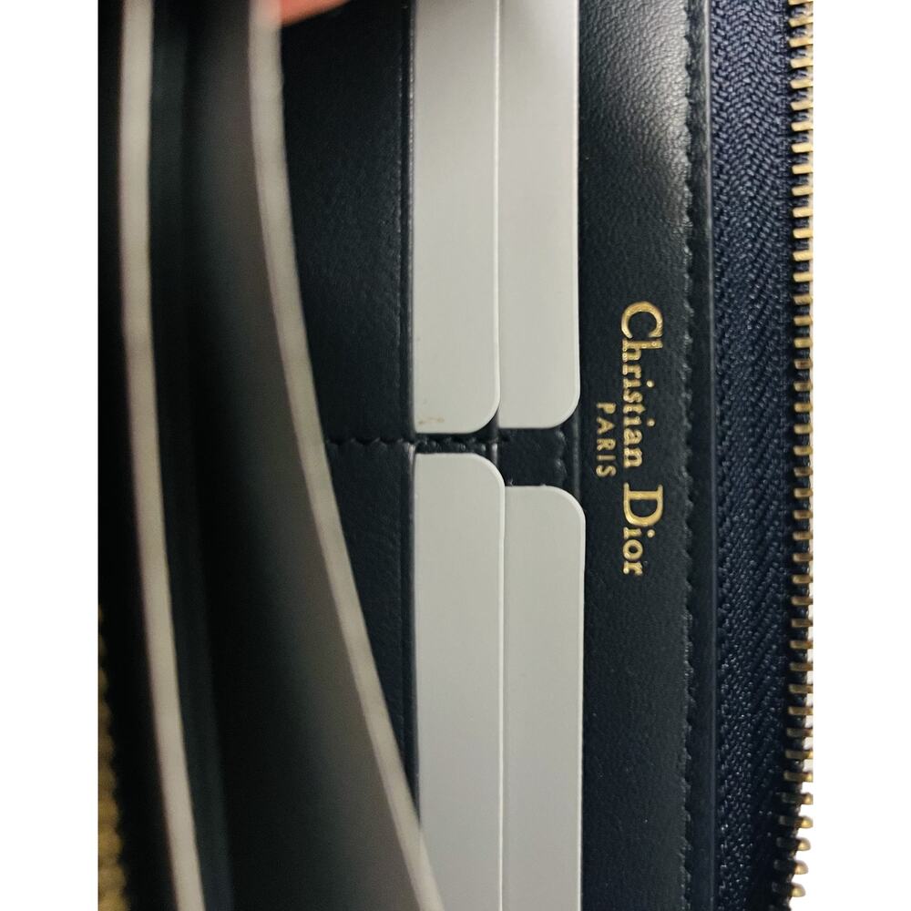 CHRISTIAN DIOR Blue Jacquard Oblique Logo Zip Around Long Wallet - Picture 7 of 8
